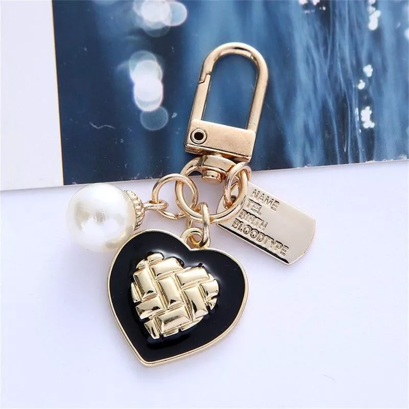 Fashion Pearl Love Heart Pendant Keychain Rose Flower Metal Plate Key Chains Earphone Case Charms Bag Ornament Accessories Gifts Fashion Pearl Love Heart Pendant Keychain Rose Flower Metal Plate Key Chains Earphone Case Charms Bag Ornament Accessories Gifts